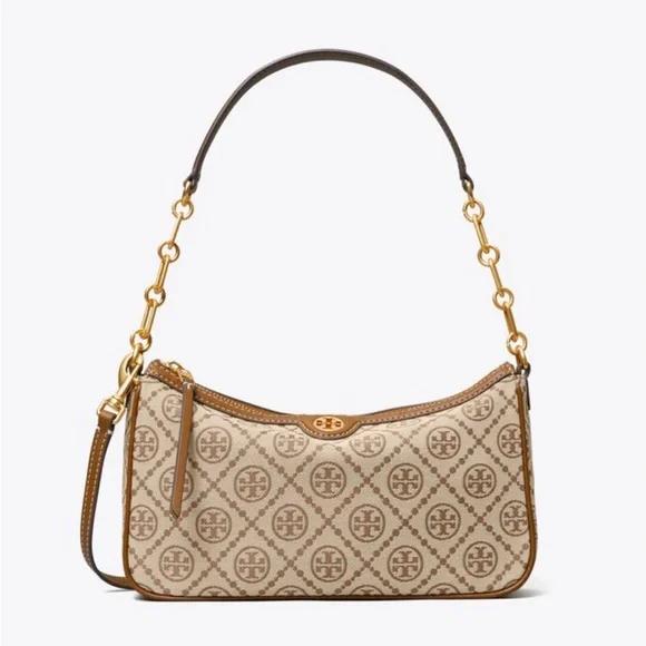 NWT Tory Burch T Monogram Studio Shoulder Crossbody Bag Hazelnut Brown 85137 - Picture 4 of 7